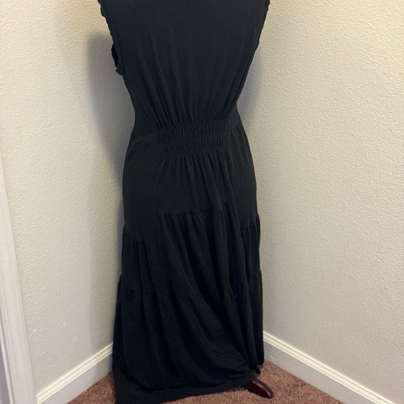 Beach Lunch Lounge Black Smocked Maxi Dress Sleeveless Stretch Size M - Picture 7 of 8